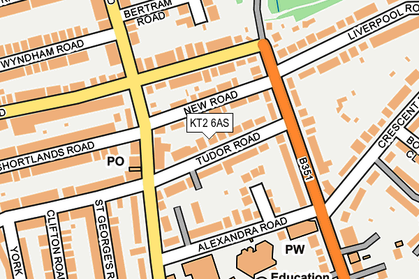 KT2 6AS map - OS OpenMap – Local (Ordnance Survey)