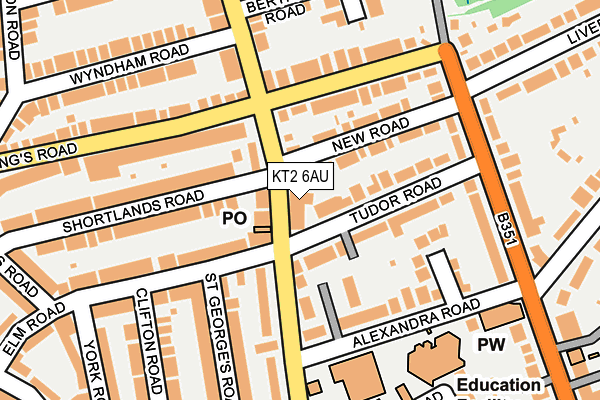 KT2 6AU map - OS OpenMap – Local (Ordnance Survey)