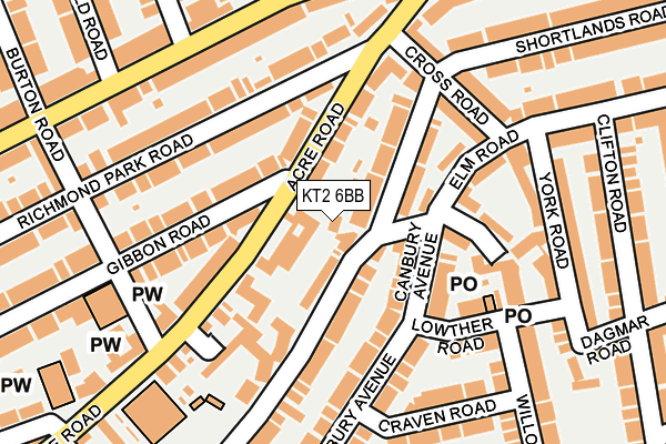 KT2 6BB map - OS OpenMap – Local (Ordnance Survey)