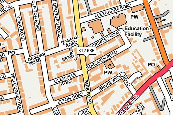 KT2 6BE map - OS OpenMap – Local (Ordnance Survey)