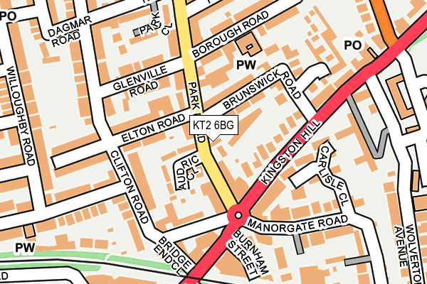 KT2 6BG map - OS OpenMap – Local (Ordnance Survey)
