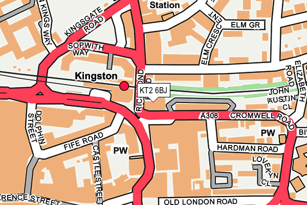 KT2 6BJ map - OS OpenMap – Local (Ordnance Survey)