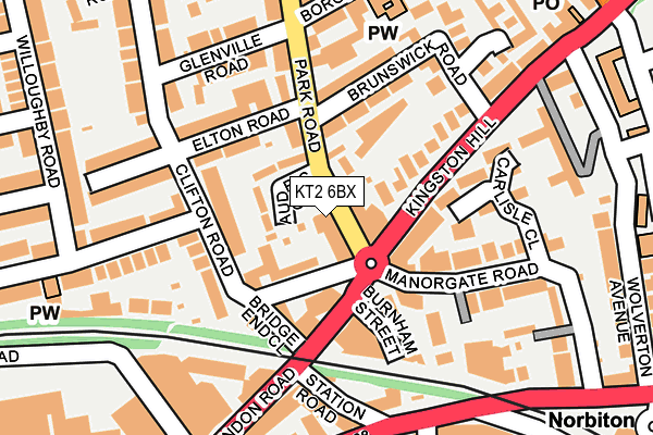 KT2 6BX map - OS OpenMap – Local (Ordnance Survey)