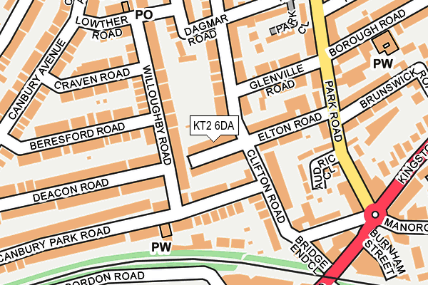 KT2 6DA map - OS OpenMap – Local (Ordnance Survey)