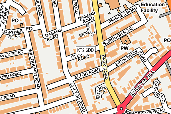 KT2 6DD map - OS OpenMap – Local (Ordnance Survey)