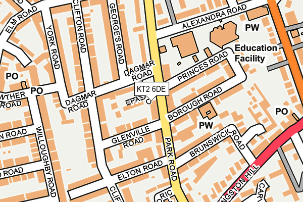 KT2 6DE map - OS OpenMap – Local (Ordnance Survey)