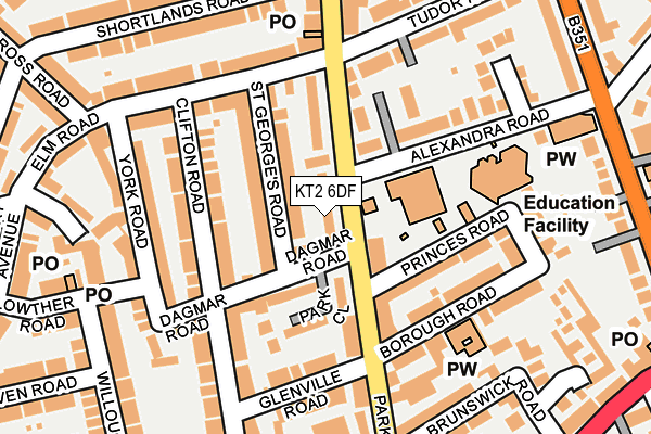 KT2 6DF map - OS OpenMap – Local (Ordnance Survey)