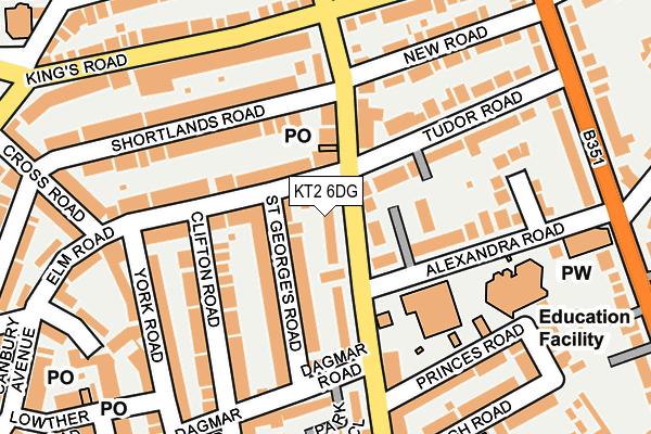 KT2 6DG map - OS OpenMap – Local (Ordnance Survey)