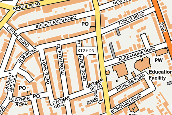 KT2 6DN map - OS OpenMap – Local (Ordnance Survey)