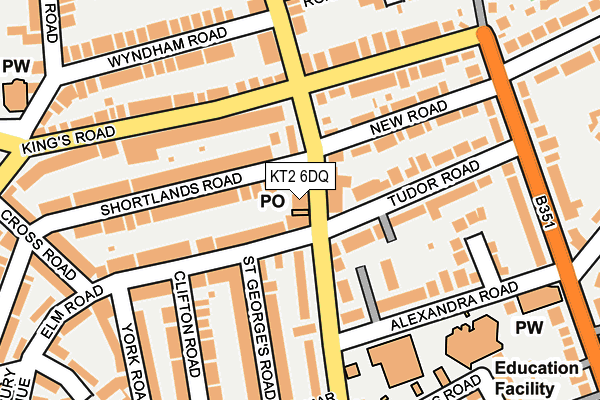 KT2 6DQ map - OS OpenMap – Local (Ordnance Survey)