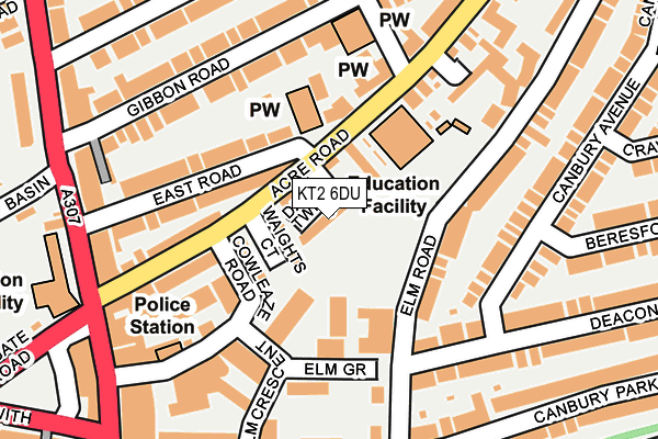 KT2 6DU map - OS OpenMap – Local (Ordnance Survey)