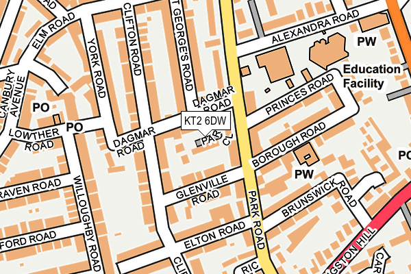KT2 6DW map - OS OpenMap – Local (Ordnance Survey)