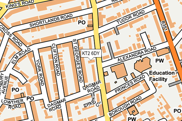 KT2 6DY map - OS OpenMap – Local (Ordnance Survey)