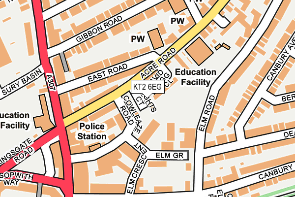 KT2 6EG map - OS OpenMap – Local (Ordnance Survey)
