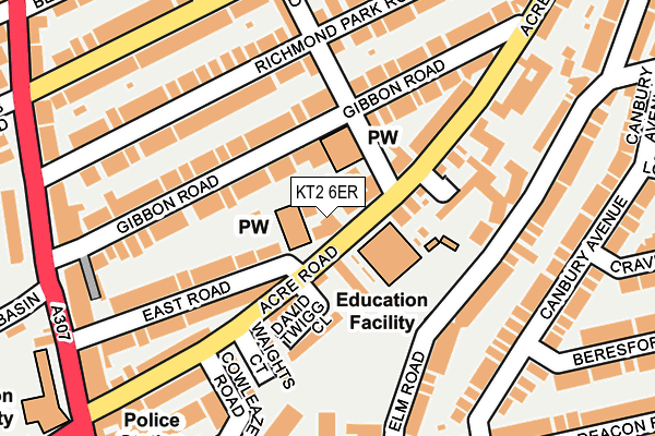 KT2 6ER map - OS OpenMap – Local (Ordnance Survey)