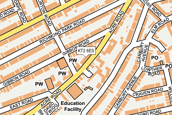 KT2 6ES map - OS OpenMap – Local (Ordnance Survey)