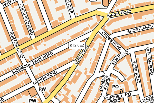 KT2 6EZ map - OS OpenMap – Local (Ordnance Survey)