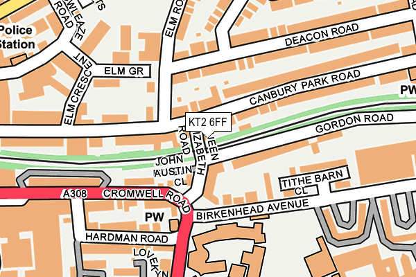 KT2 6FF map - OS OpenMap – Local (Ordnance Survey)