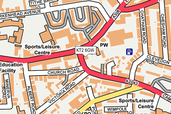 KT2 6GW map - OS OpenMap – Local (Ordnance Survey)