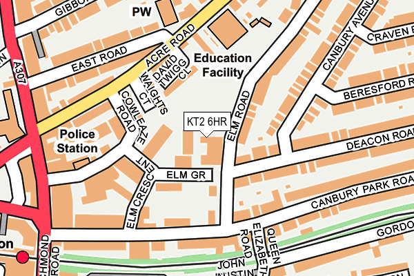 KT2 6HR map - OS OpenMap – Local (Ordnance Survey)