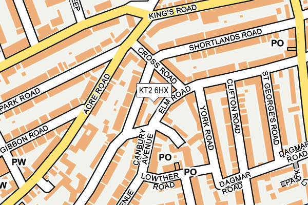 KT2 6HX map - OS OpenMap – Local (Ordnance Survey)
