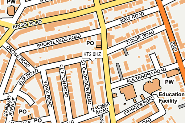 KT2 6HZ map - OS OpenMap – Local (Ordnance Survey)