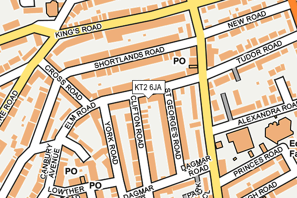 KT2 6JA map - OS OpenMap – Local (Ordnance Survey)