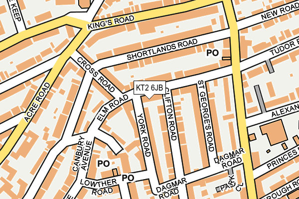 KT2 6JB map - OS OpenMap – Local (Ordnance Survey)