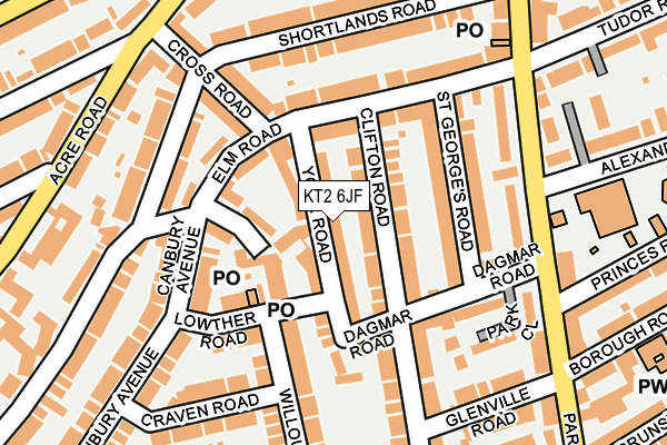 KT2 6JF map - OS OpenMap – Local (Ordnance Survey)