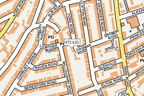 KT2 6JG map - OS OpenMap – Local (Ordnance Survey)