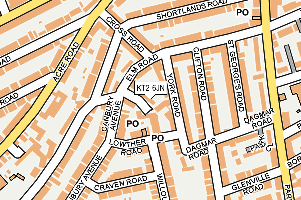 KT2 6JN map - OS OpenMap – Local (Ordnance Survey)