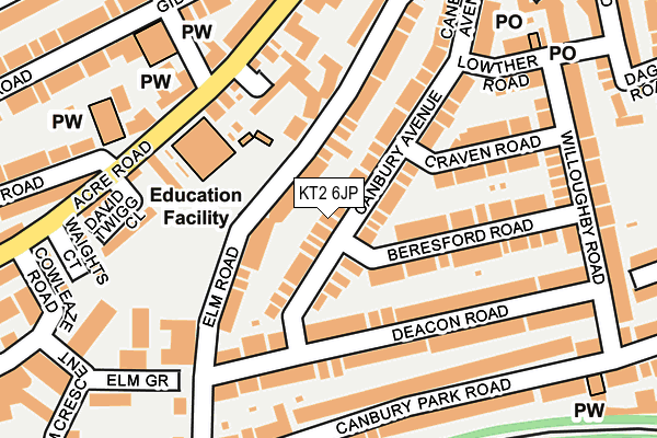 KT2 6JP map - OS OpenMap – Local (Ordnance Survey)