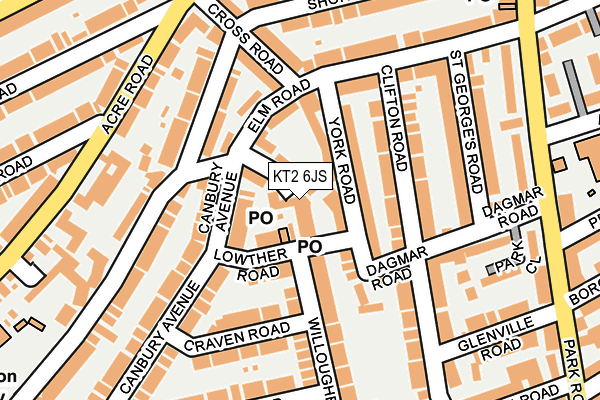 KT2 6JS map - OS OpenMap – Local (Ordnance Survey)