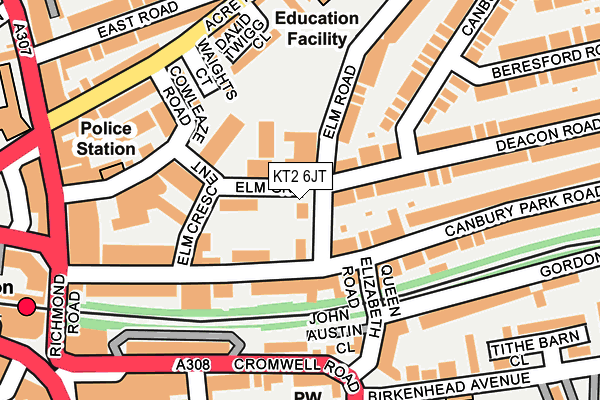 KT2 6JT map - OS OpenMap – Local (Ordnance Survey)