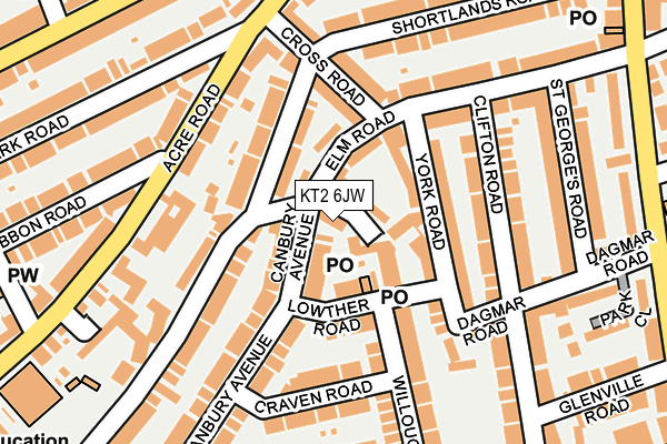 KT2 6JW map - OS OpenMap – Local (Ordnance Survey)