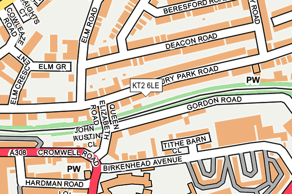 KT2 6LE map - OS OpenMap – Local (Ordnance Survey)