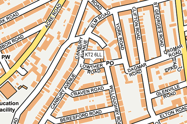 KT2 6LL map - OS OpenMap – Local (Ordnance Survey)