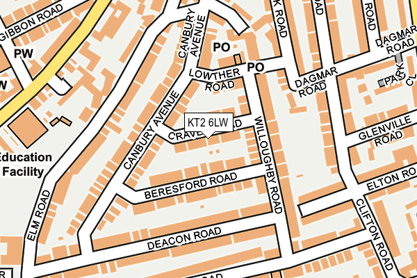 KT2 6LW map - OS OpenMap – Local (Ordnance Survey)