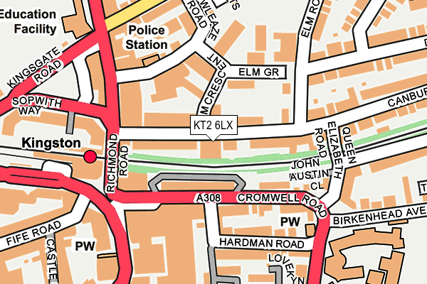 KT2 6LX map - OS OpenMap – Local (Ordnance Survey)