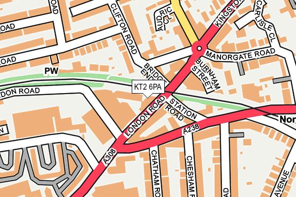 KT2 6PA map - OS OpenMap – Local (Ordnance Survey)