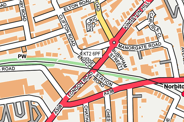 KT2 6PF map - OS OpenMap – Local (Ordnance Survey)