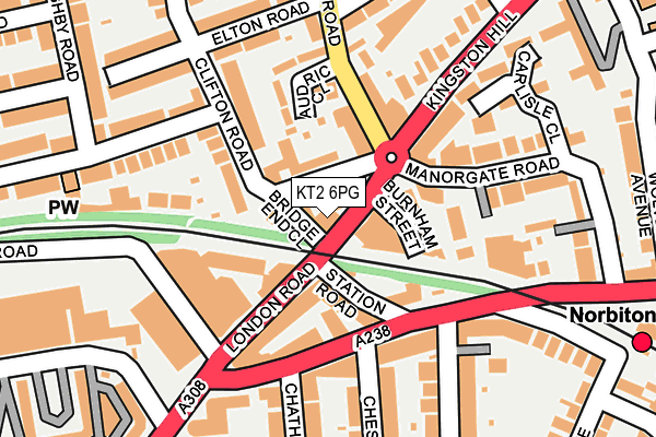 KT2 6PG map - OS OpenMap – Local (Ordnance Survey)