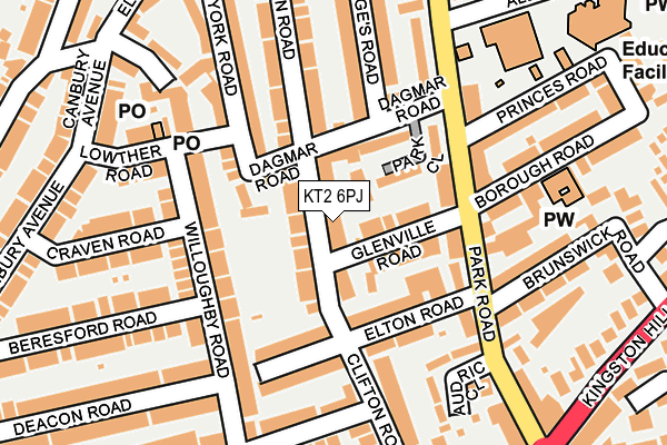 KT2 6PJ map - OS OpenMap – Local (Ordnance Survey)
