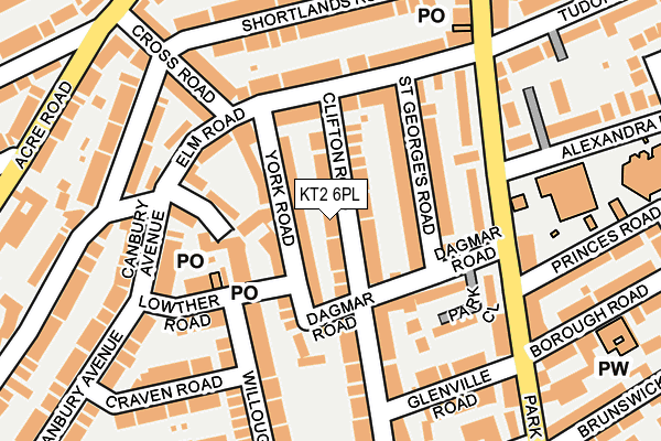 KT2 6PL map - OS OpenMap – Local (Ordnance Survey)
