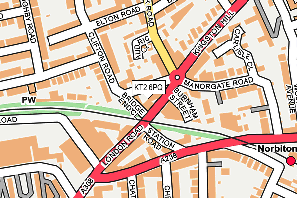 KT2 6PQ map - OS OpenMap – Local (Ordnance Survey)