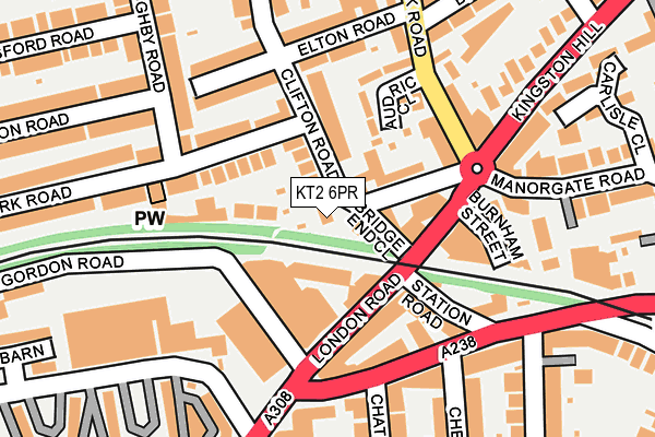 KT2 6PR map - OS OpenMap – Local (Ordnance Survey)