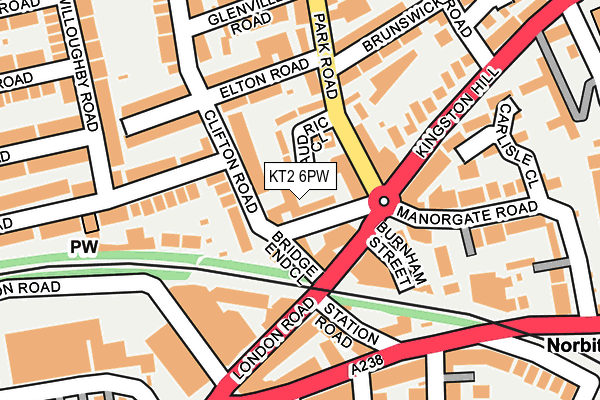 KT2 6PW map - OS OpenMap – Local (Ordnance Survey)