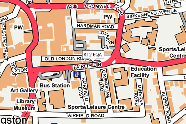 KT2 6QA map - OS OpenMap – Local (Ordnance Survey)