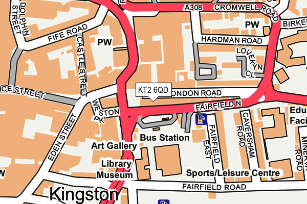 KT2 6QD map - OS OpenMap – Local (Ordnance Survey)