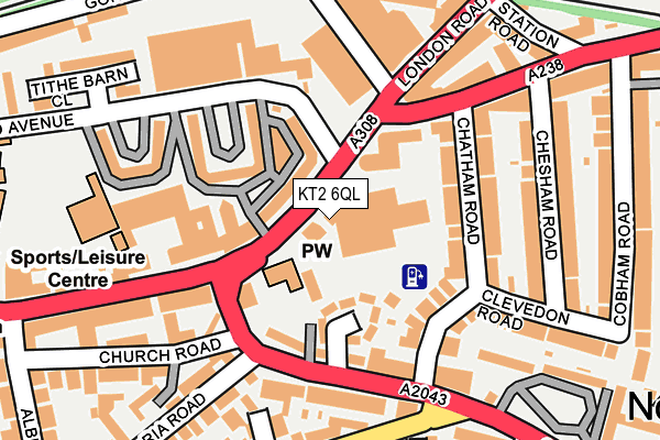 KT2 6QL map - OS OpenMap – Local (Ordnance Survey)